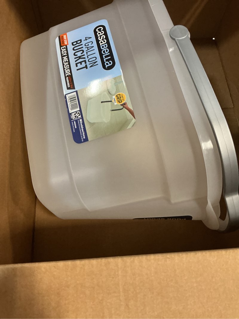 Condition photo showing Good Condition for Casabella Plastic Rectangular Cleaning Bucket with Handle, Clear, 4 Gallon