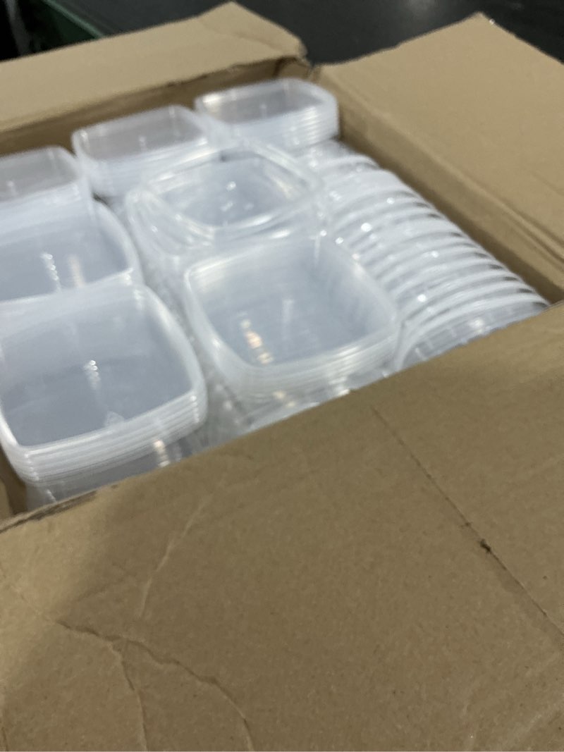 Condition photo showing Good Condition for macarrie 100 pack 34 oz square deli containers with lids clear plastic food storage containers airtight organizer bin for food prep freezer kitchen restaurant supplies 34 oz 100