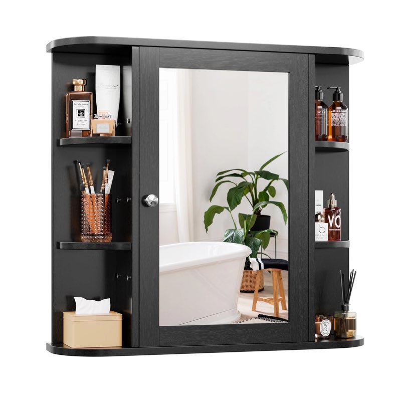 bathroom mirror cabinet wall mounted, bathroom medicine cabinet with mirror and 6 open shelves, bathroom wall cabinet medicine cabinet for bathroom