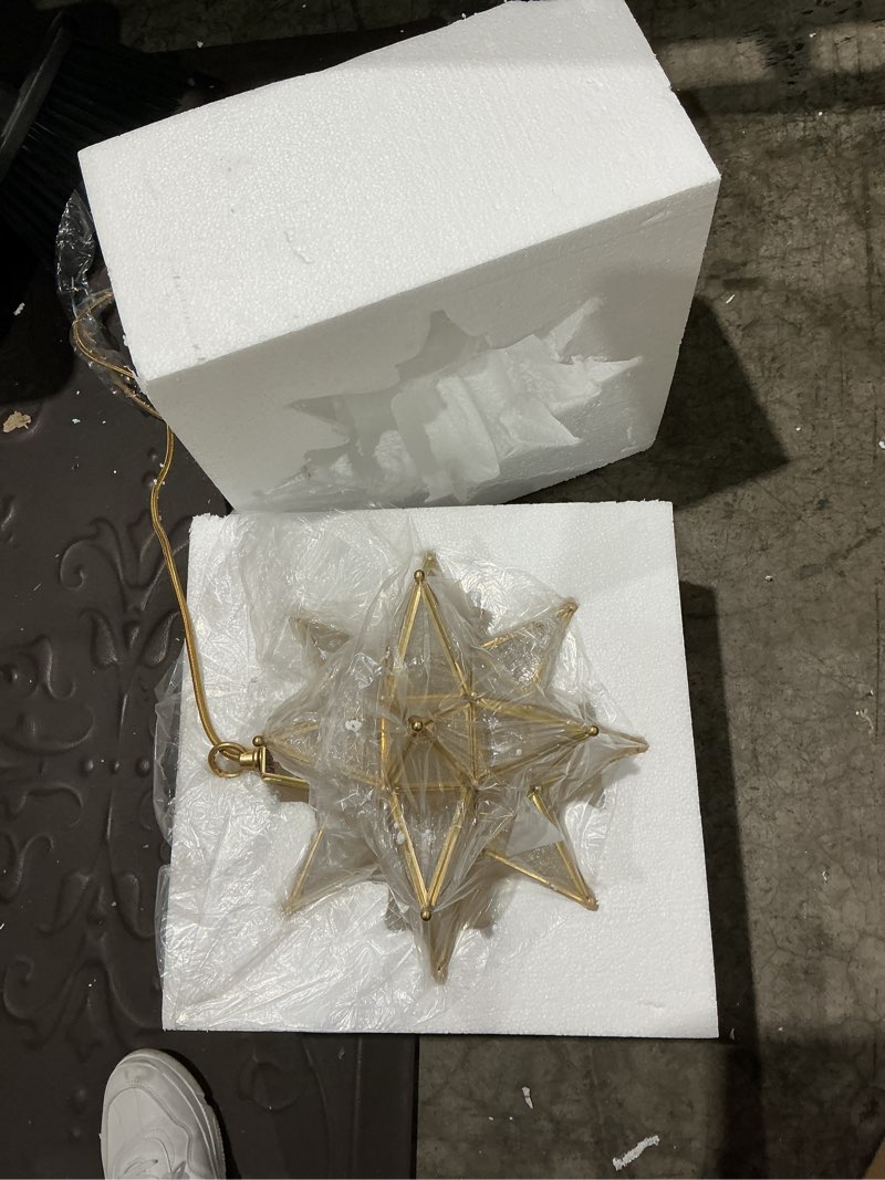 Condition photo showing Good Condition for diryzon modern moravian star pendant light gold hanging ceiling light seeded glass pendant lighting for kitchen island?13-inch 13 inch gold-seeded glass