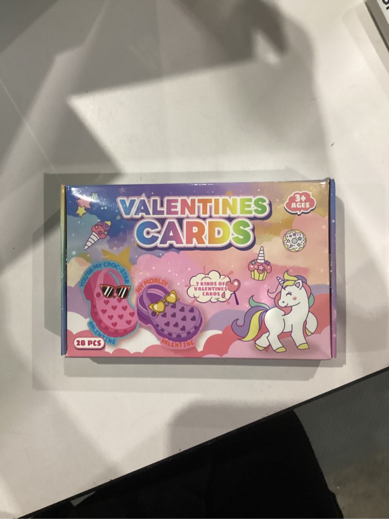 Condition photo showing New/Like New for Pinkcow Valentines Day Gifts for Kids Classroom - Valentines Cards with Shoe Charms Bulk for Toddler Class School Exchange Gift - Valentines Kids Party Favors for Boys Girls - 28 Pack