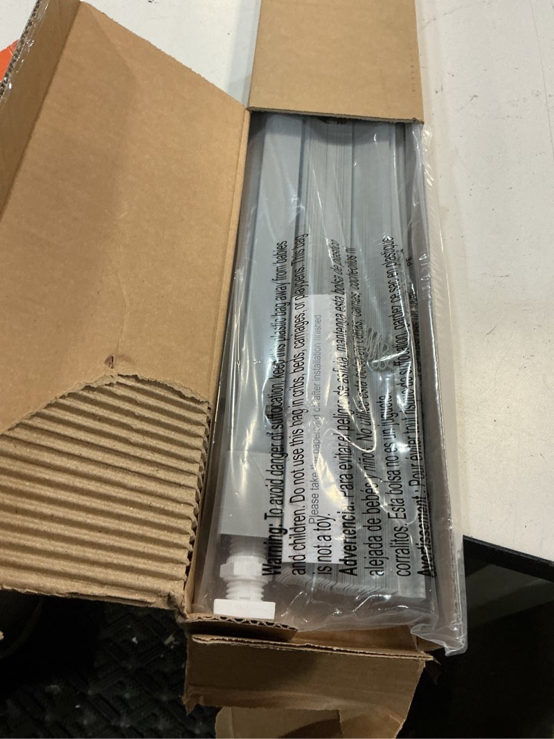 Condition photo showing New/Like New for unishades no drill blinds for windows 1" vinyl l-shaped slats cordless mini blinds for home, for window size 34" w × 48" h grey grey 34" w × 48" h