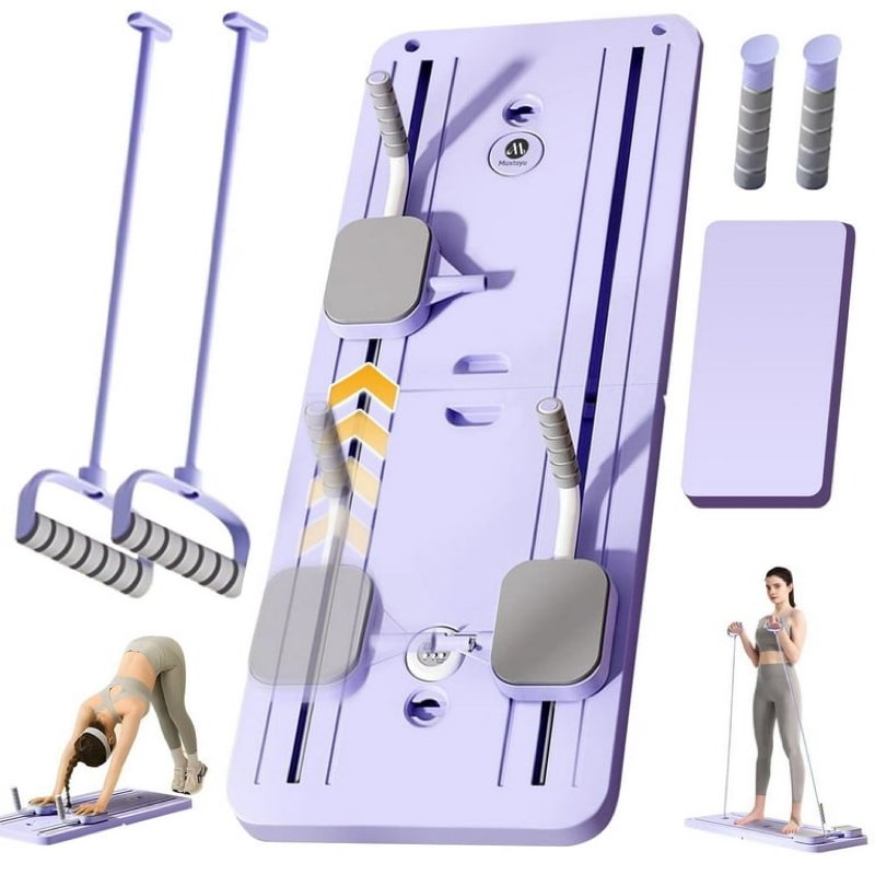 in1 pilates board for home foldable, portable pilates reformer machine, pilates equipment, foldable reformer pilates machine for home workout, multifunctional ab exercise board (purple