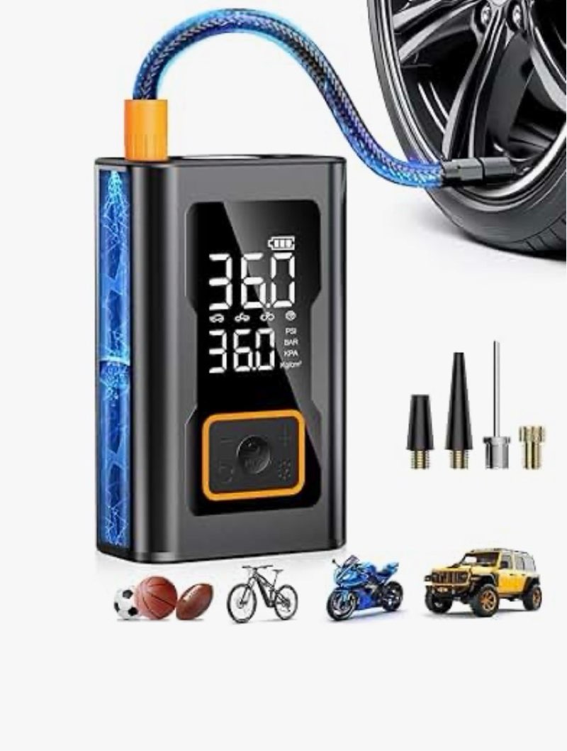 Tire Inflator Portable Air Compressor,Portable Tire Inflator for Car,Compact Air Pump for Car Tires,