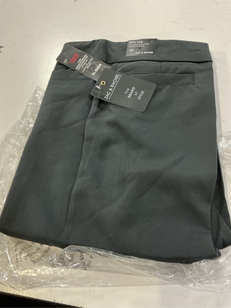 Condition photo showing New/Like New for zac & rachel womens flattering pull-on slim leg pant with tummy control panel, grey, 10