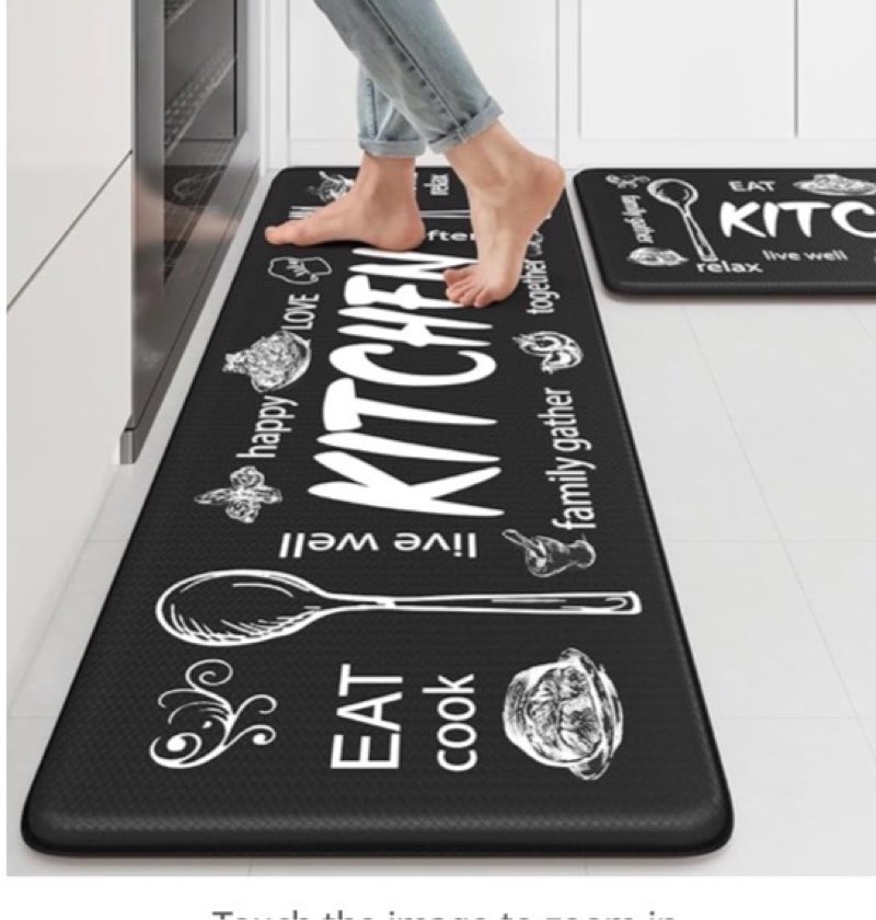 kimode kitchen mats 2pcs,cushioned anti fatigue farmhouse kitchen rugs and mats,non slip waterproof kitchen mats for floor,comfort foam standing desk mat for home,kitchen,sink,laundry,black
