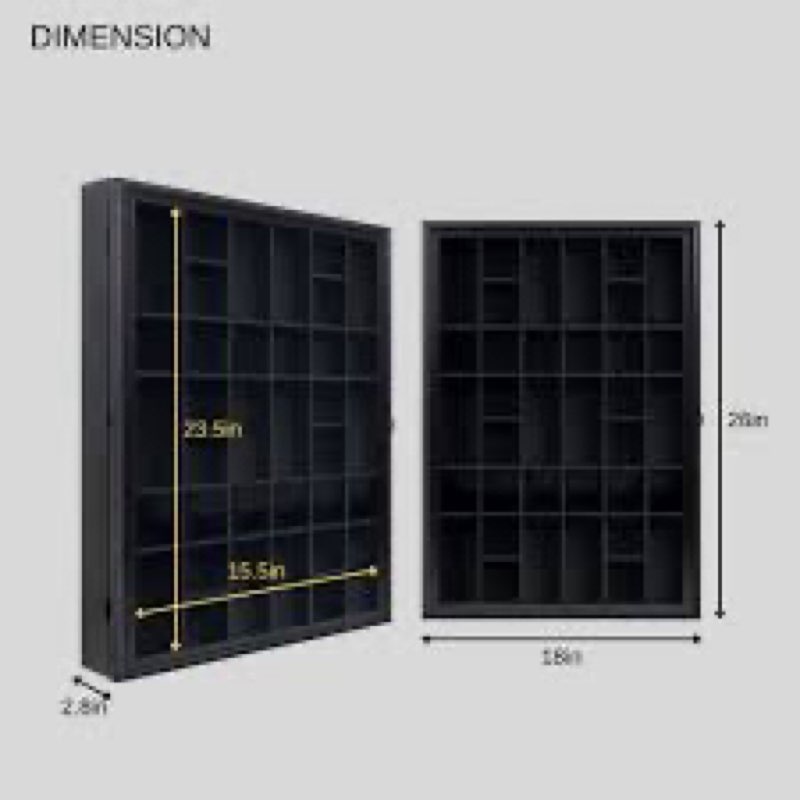 ILOT Shot Glass Display Cabinet Solid Wood - 52 Slots- 32.5'' H x 18.2'' W Wood Display Case