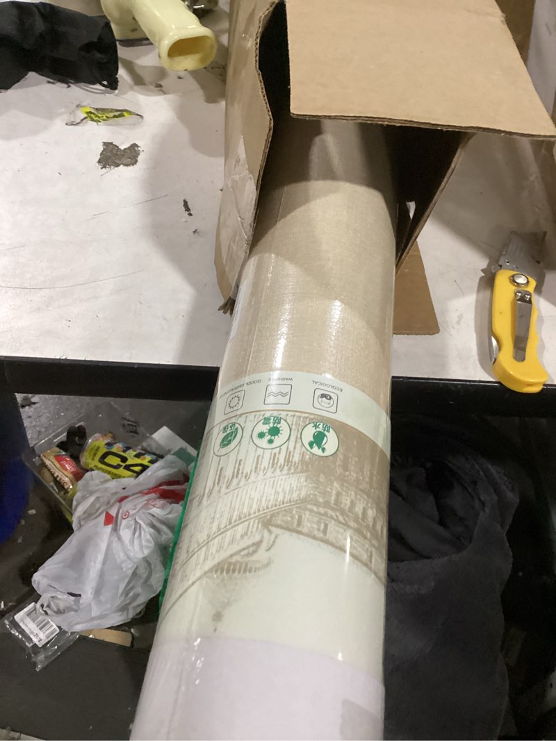 Condition photo showing As Is for grasscloth peel and stick wallpaper 20.8"x394" beige thick fabric textured linen classic faux grassweave neutral removable wallpaper vinyl film roll for home use(beige, 20.8"x394") 20.8" x 394" beige