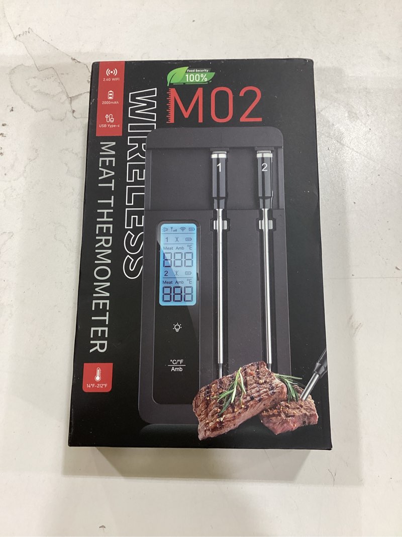Condition photo showing New/Like New for Smart Wireless Meat Thermometer with Dual Probes, Bluetooth & WiFi Combo, High Precision & Fast Response for BBQ, Grill, Smoker, Oven, Air Fryer BLACK