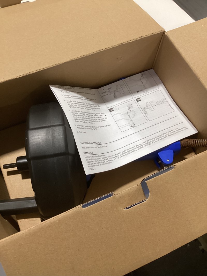 Condition photo showing As Is for kobalt 1/4-in x 25-ft high carbon wire hand auger for drain