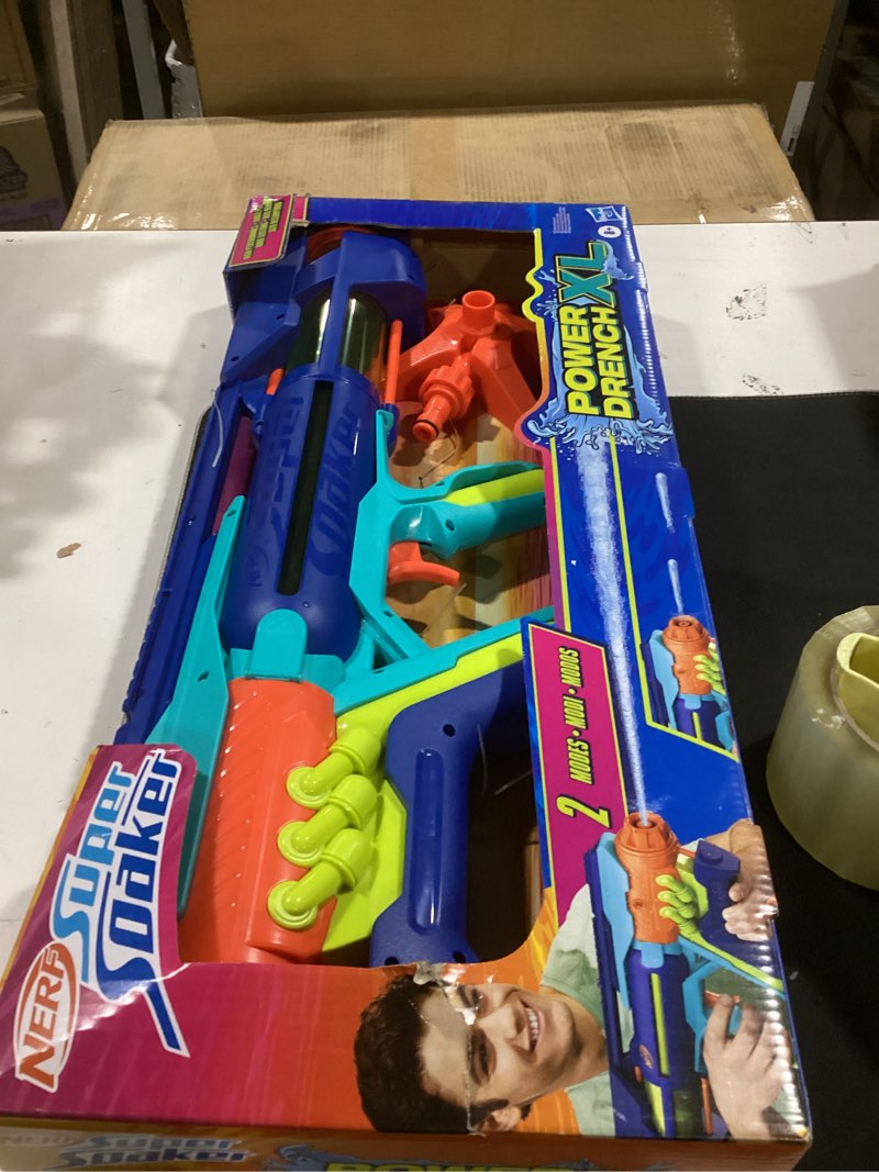 Condition photo showing Good Condition for nerf super soaker power drench xl water blaster, high performance pressurized blasting, easy fill station, water toys, ages 8+
