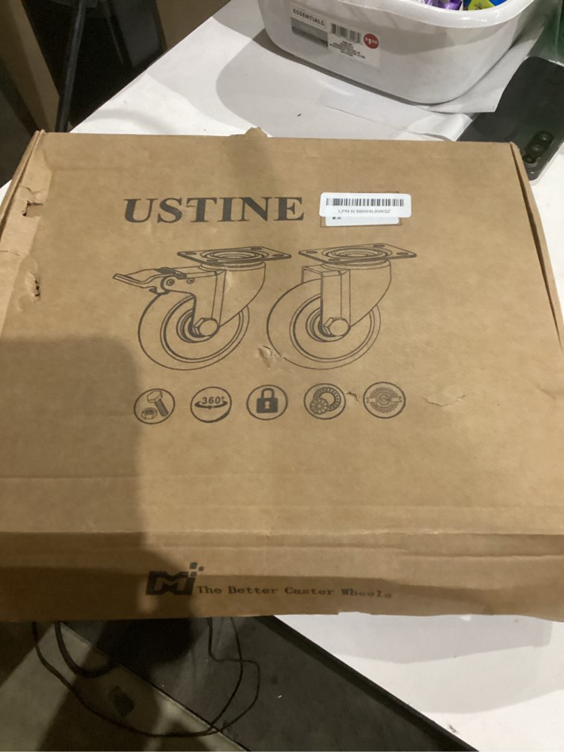 Condition photo showing New/Like New for 6 Inch Caster Wheels Set of 4 (2 Rigid, 2 Swivel), Ball Bearing 360 Degree Plate Swivel Castors Wheel Load 3000 lbs, Casters for Furniture, Workbench, Dolly, Cart 2 Swivel + 2 Rigid 6 inch