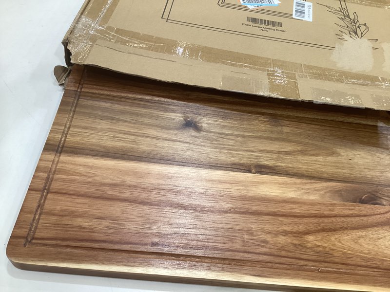 Condition photo showing Good Condition for 24"x18" xxl extra large acacia wood cutting boards for kitchen meat big wooden cheese charcuterie board hardwood solid chopping board bread thick olive butcher block giant turkey serving carving board 24"l x 18"w
