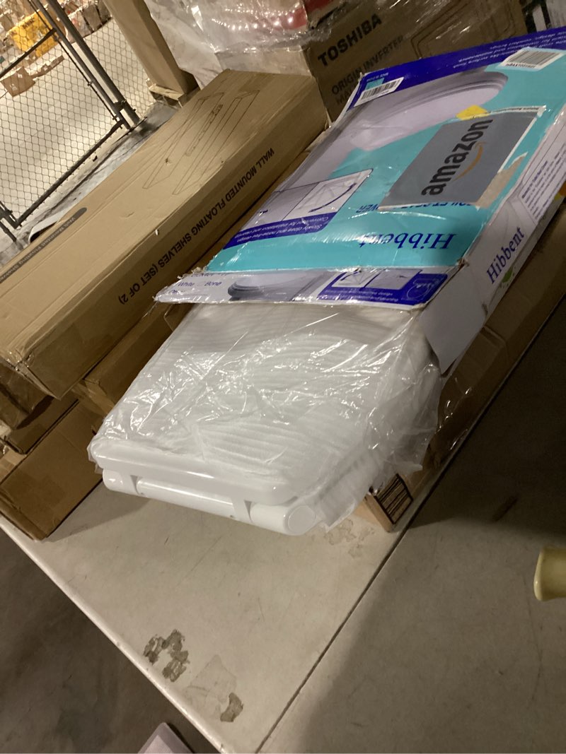 Condition photo showing Good Condition for hibbent premium elongated toilet seat with cover quiet close, one-click to quick release, easy installation non-slip seat bumpers, slow close toilet seat and cover, easy cleaning-white color one-click elongated 18.5" white