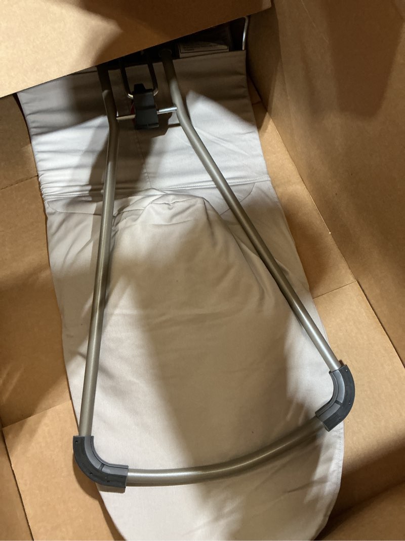 Condition photo showing As Is for babybjörn bouncer bliss, sand gray, woven, classic quilt | 2-in-1 adjustable baby bouncer seat and toddler chair, newborn to toddler (8-29 lbs), 4 positions, lightweight & portable sand gray woven, classic quilt