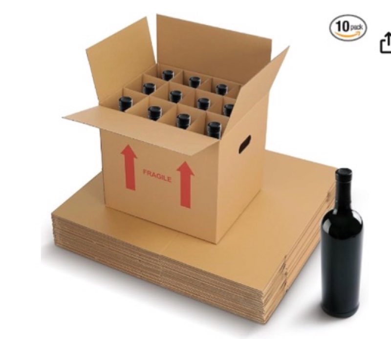 tatuo 10 pack wine bottle moving box 14 x 12 x 13 inch corrugated 12 bottle wine shipping box kitche
