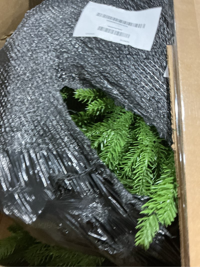 Condition photo showing As Is for Jin&Bao 4FT Potted Christmas Tree with 100 Lights, 2 Pack Artificial Xmax Tree Timer Function with Real-Like Tips & Round Branches, 3AA Battery Operated Christmas Decorations for Outdoor, Porch Classic Green-2pack