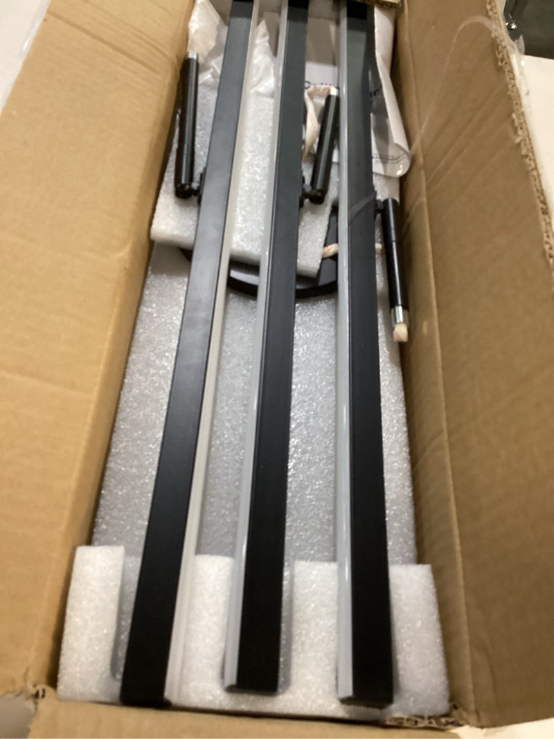 Condition photo showing Good Condition for modern led chandelier 24w dimmable black semi flush mount ceiling light fixture for kitchen dining room foyer entry, 23.82" black-a 3 lights - straight bars - 3cct - 23.82"