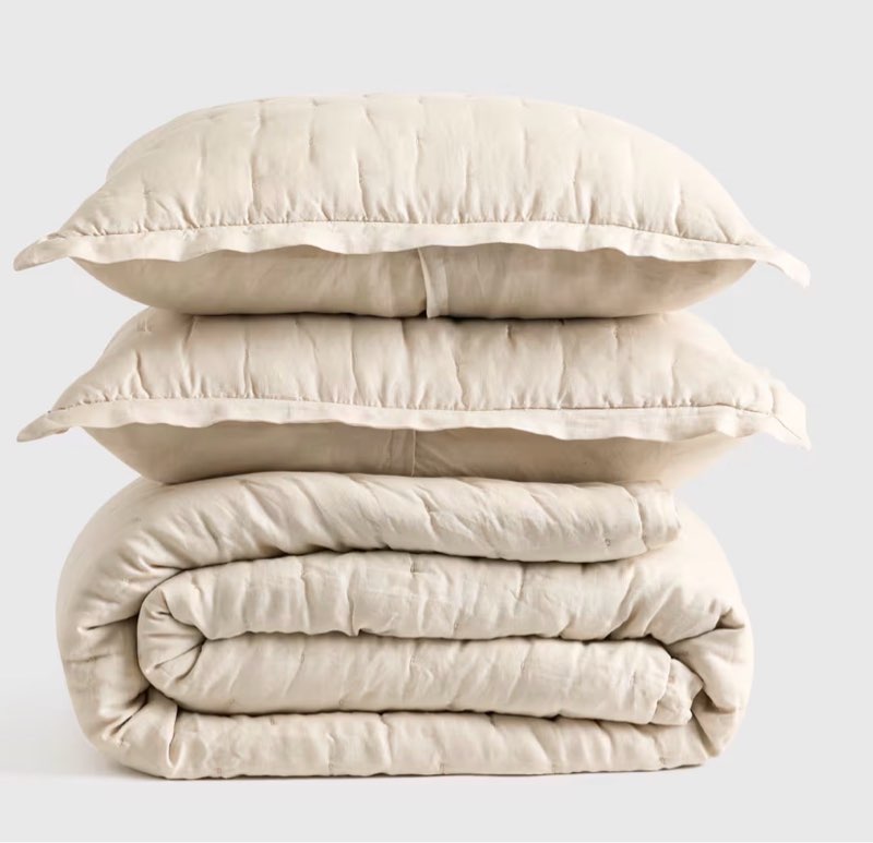 european linen dream quilt set, full/queen, sand
