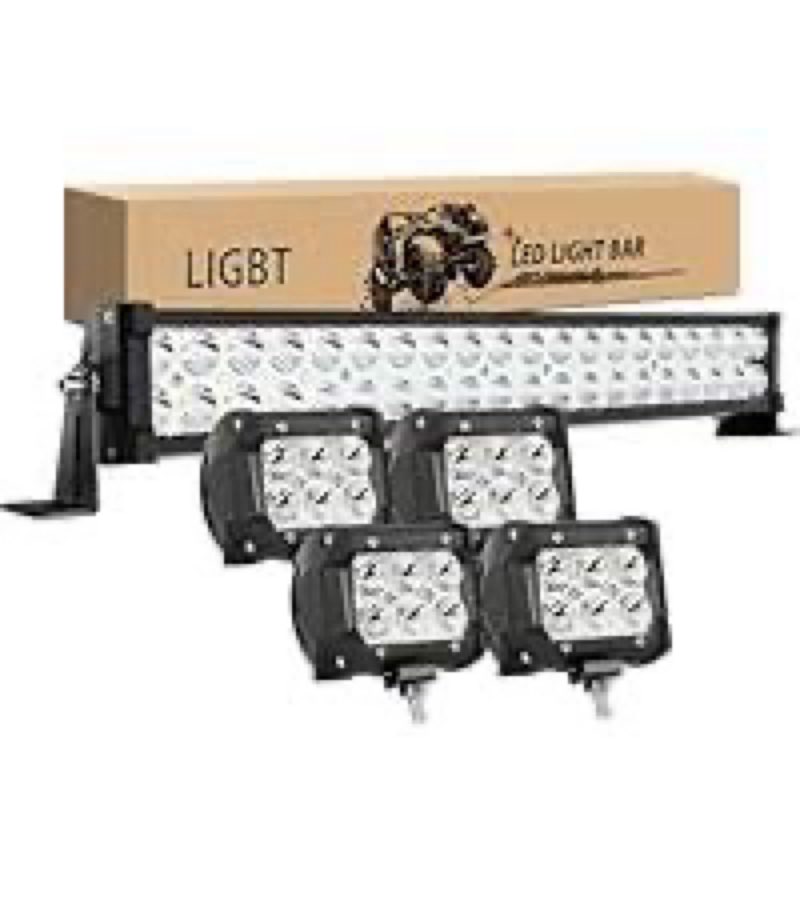 LIGBT 2Pcs 20 Inch 180W Slim LED Light Bar Kits 4PCS LED Pod Lights 4Inch 60W Spot Flood Combo Fog L