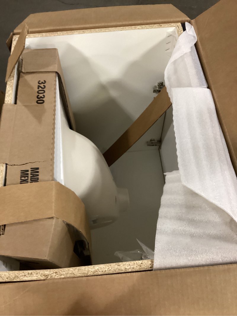 Condition photo showing As Is for ((Broken ))Project Source Dover White 24-in Vanity and Faucet Bundle