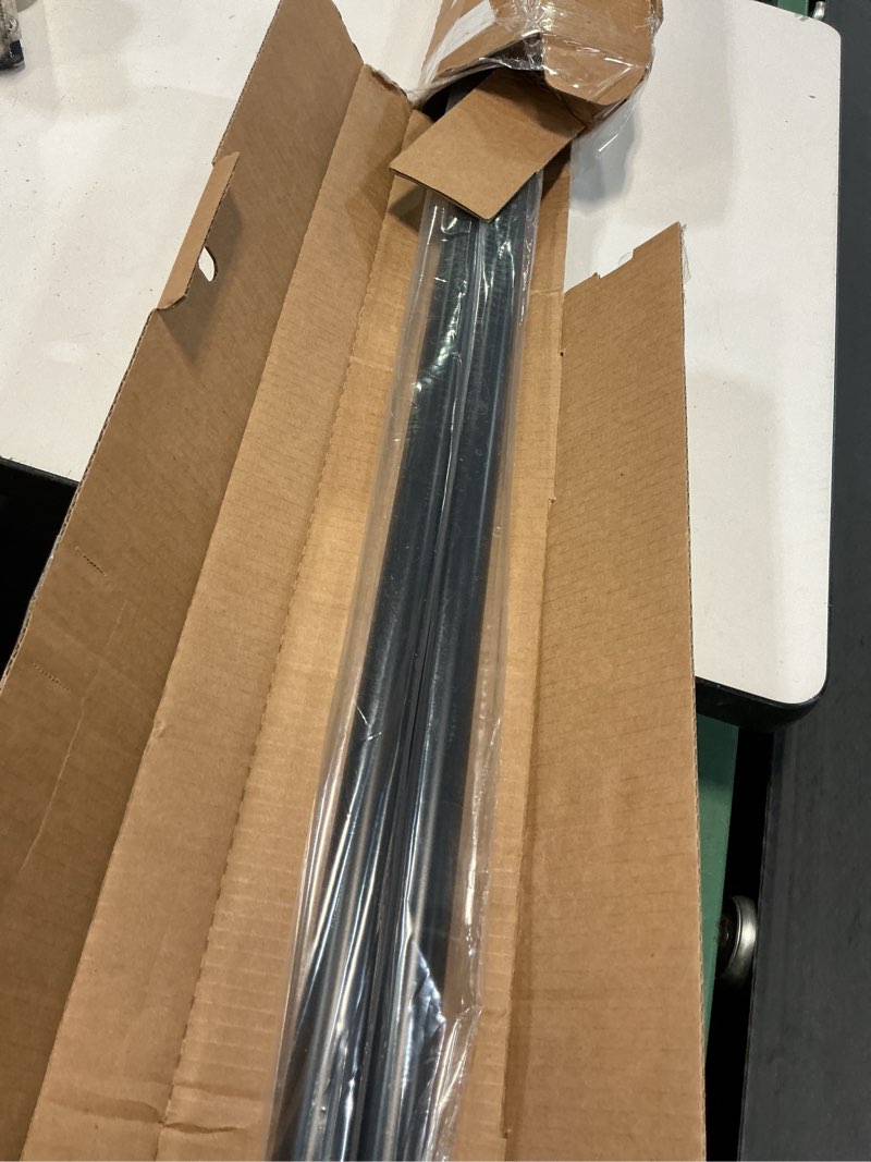 Condition photo showing As Is for ivilon curtain rod with ball finials - 1 inch pole. 72 to 144 inch. black 72" to 144" black