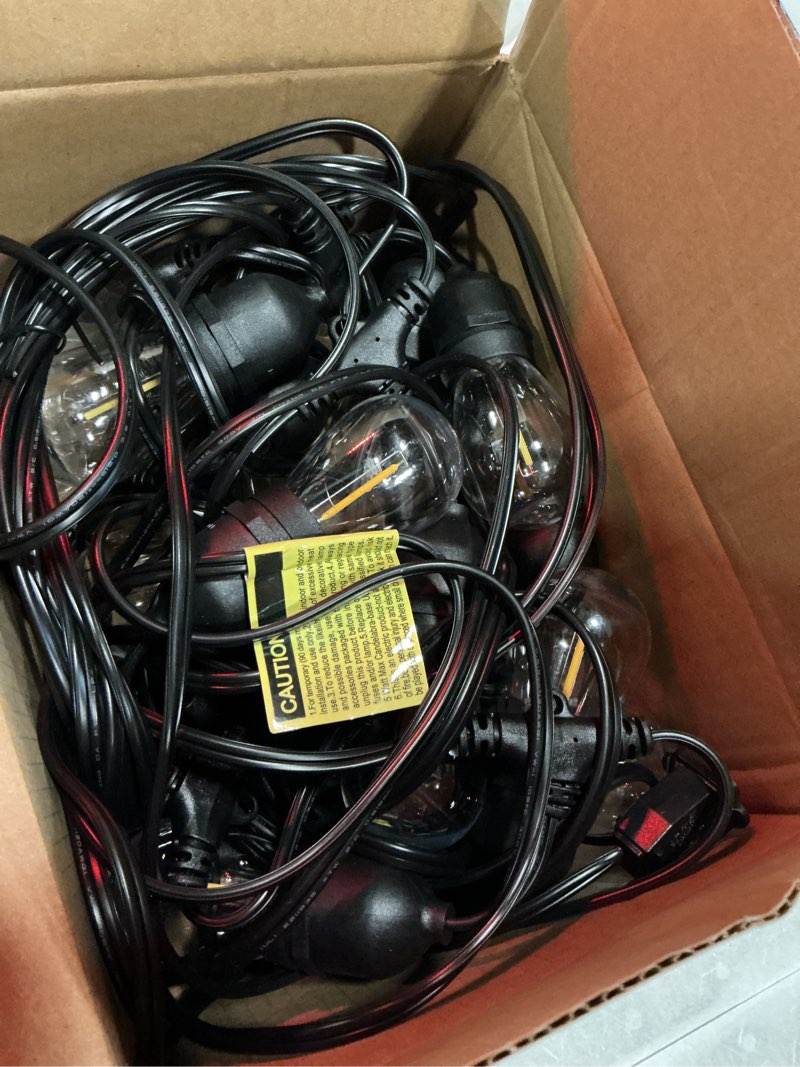 Condition photo showing Good Condition for addlon led outdoor string lights 48ft with edison vintage shatterproof bulbs and commercial grade weatherproof strand - etl listed decorative lights for patio garden black 48ft