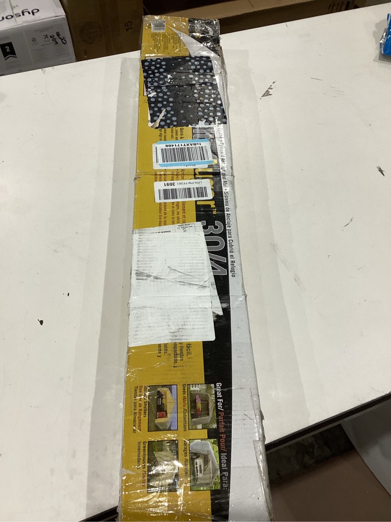 Condition photo showing New/Like New for shelterlogic shelterauger 4-piece 30-inch reusable heavy duty steel earth auger anchor kit with 4 clamp-on wire tie-downs for anchoring shelters, canopies, and instant garages, silver