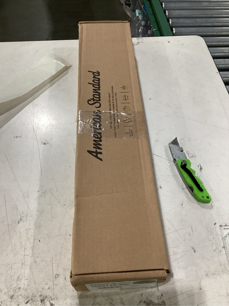 Condition photo showing As Is for american standard 1660118.295 18 inch wall mount shower head arm and round escutcheon, brushed nickel, 0.5