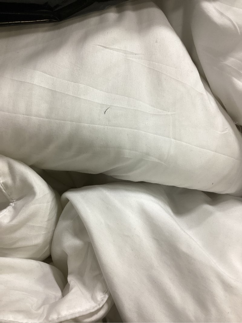 Condition photo showing As Is for texartist premium 2100 series queen comforter all season breathable white comforter soft 4d spiral fiber quilted down alternative duvet insert with corner tabs luxury hotel style (88"x88") queen comforter white comforter