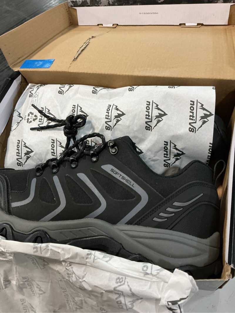 Condition photo showing Good Condition for nortiv 8 men's low top waterproof hiking shoes trekking trails outdoor work shoes 10.5 black/dark/grey