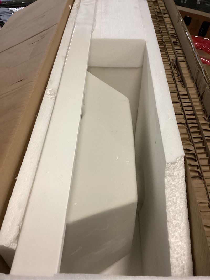 Condition photo showing Good Condition for (Only sink)GETPRO Vanity Top 42 in. W x 22 in. D Solid Surface Cultured Marble Bathroom Vanity Sink Top and Integrated Backsplash Left Offset White Vanity Countertop Left Sink with Single Faucet Hole 42.5 in. W x 22 in. D Left Offset