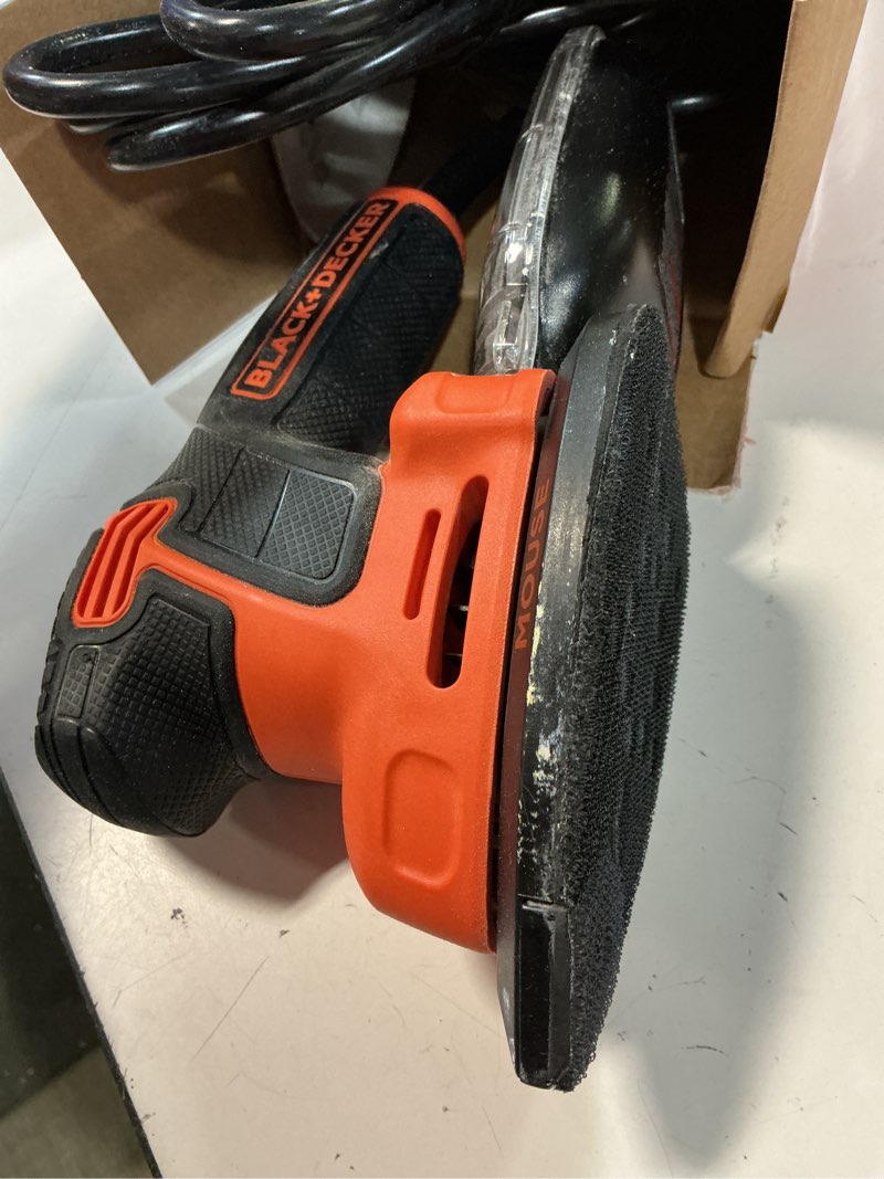 Condition photo showing As Is for black+decker mouse detail sander bdems600 - 1.2 amp corded electric - 1 piece  orange