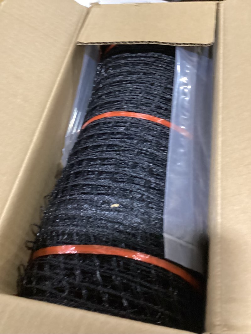Condition photo showing Good Condition for deer fence netting, plastic mesh fence 7x50ft - 55gsm heavy duty black plastic deer fencing temporary garden fence netting for yard protection from deer dog chicken critter barrier - reinforced edge 7 x 50 feet