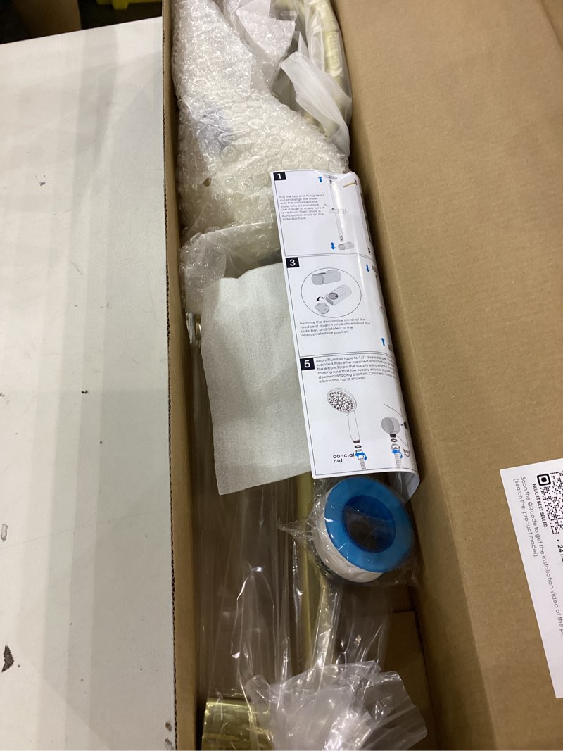 Condition photo showing New/Like New for Hand Shower with Slide Bar, High Pressure 10 Setting Handheld Shower Head, Adjustable Height 24" Slide Bar, Wall Supply Elbow and 6.6ft Extra Long Shower Hose - Gold Zirconium Gold