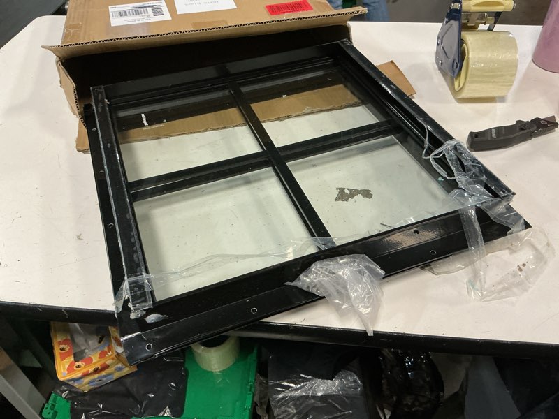 Condition photo showing As Is for wrisin 2 pack 16" x 16" square shed window with tempered glass