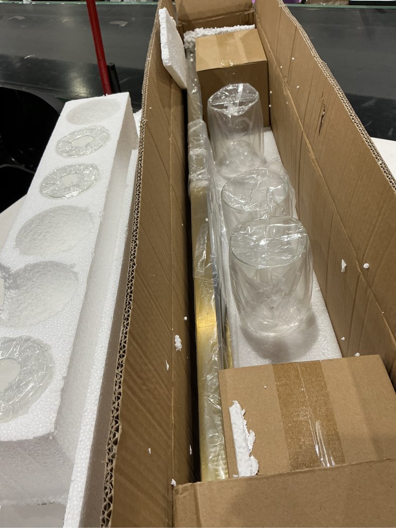 Condition photo showing Good Condition for izorro bathroom vanity light fixture, 6-light 46 inch gold bathroom light fixtures over mirror, with clear glass shade, modern farmhouse vanity lights, rustic restroom lighting fixtures gold-clear glass shade 6-light