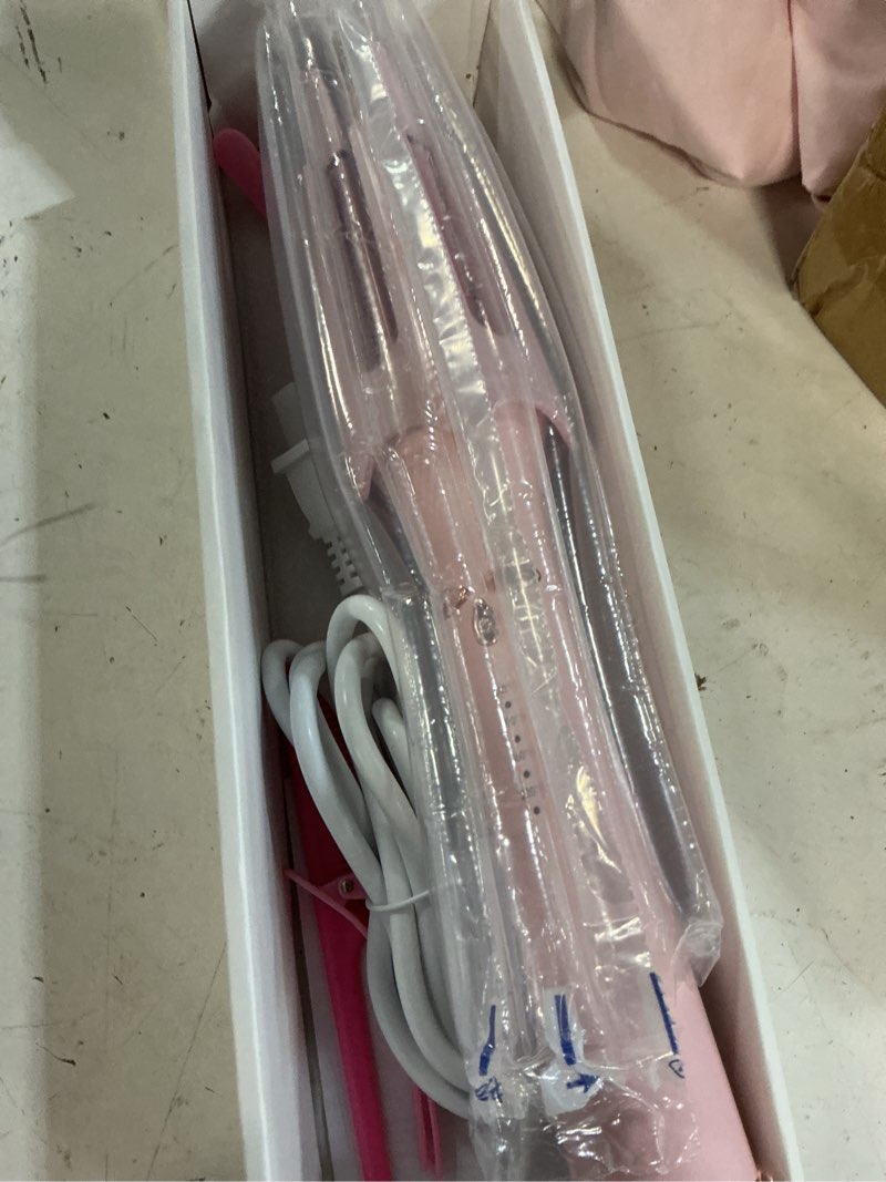Condition photo showing New/Like New for auto rotating hair curler - 4 temperature and timer settings, automatic curling iron with automatic shut-off, anti-tangle and scalding, curling wand for long lasting curls (pink)