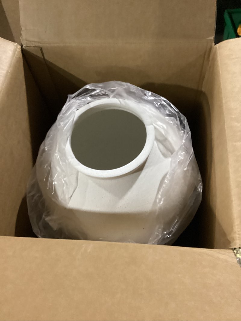 Condition photo showing Good Condition for White Ceramic Vase - Large 12.5 Inch Round Floor Vase for Centerpieces, Farmhouse Rustic Minimalist Home Decor (Sandstone White) Sandstone White 12.5 inch