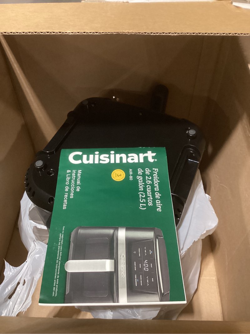 Condition photo showing Good Condition for Cuisinart Air Fryer, 2.6-Quart Compact Basket Fryer with 3 Cooking Functions to Air Fry, Roast, and Bake, 3 Airfryer Presets, Dishwasher-Safe Parts, AIR-80, Stainless Steel & Black 2.6 Qt. Window