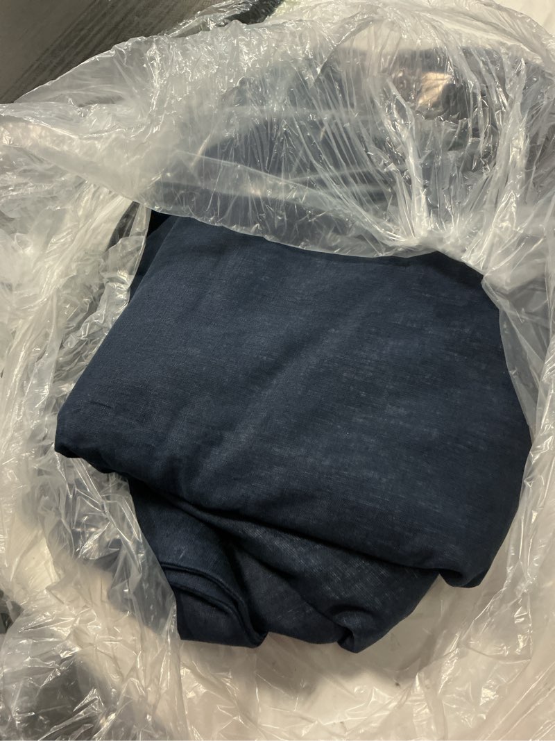 Condition photo showing Good Condition for european linen true blackout curtain - single panel, 96x84, navy
