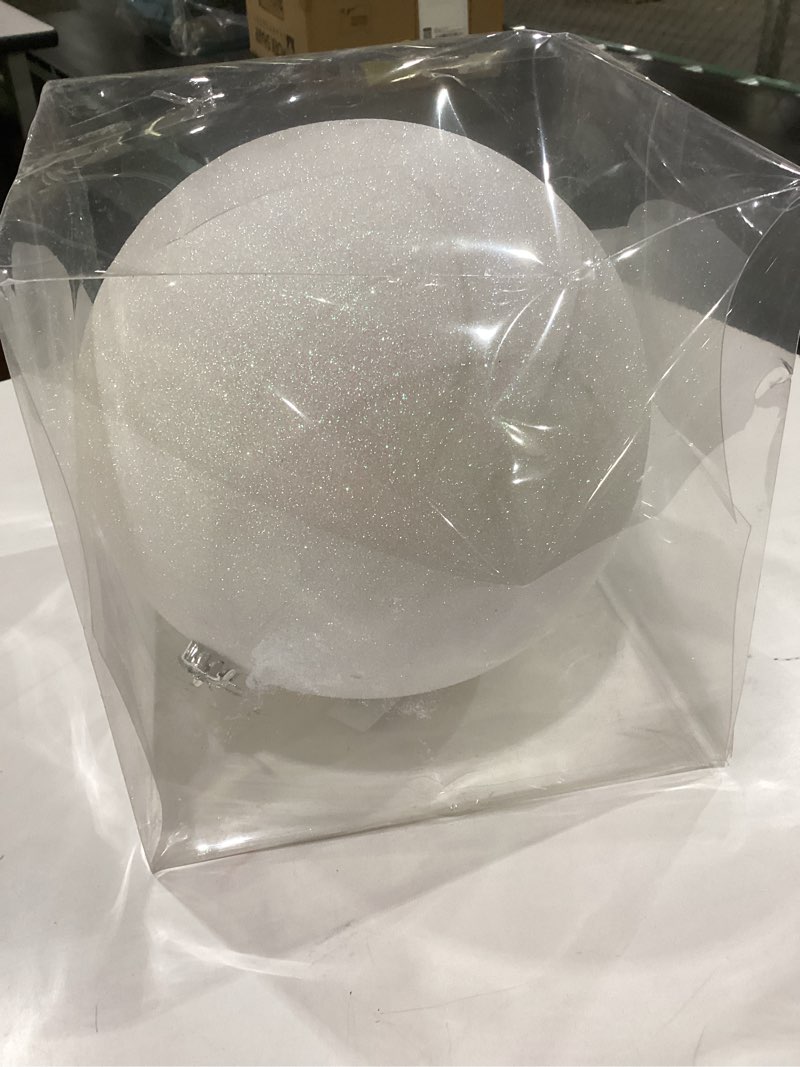 Condition photo showing New/Like New for 10" Large Christmas Balls Christmas Tree Decoration Ornaments Shatterproof Glitter Christmas Hanging Balls for Christmas Tree Party Wedding Indoor Outdoor Holiday Decoration(White, 10inch-1pcs) White 10inch-1pcs