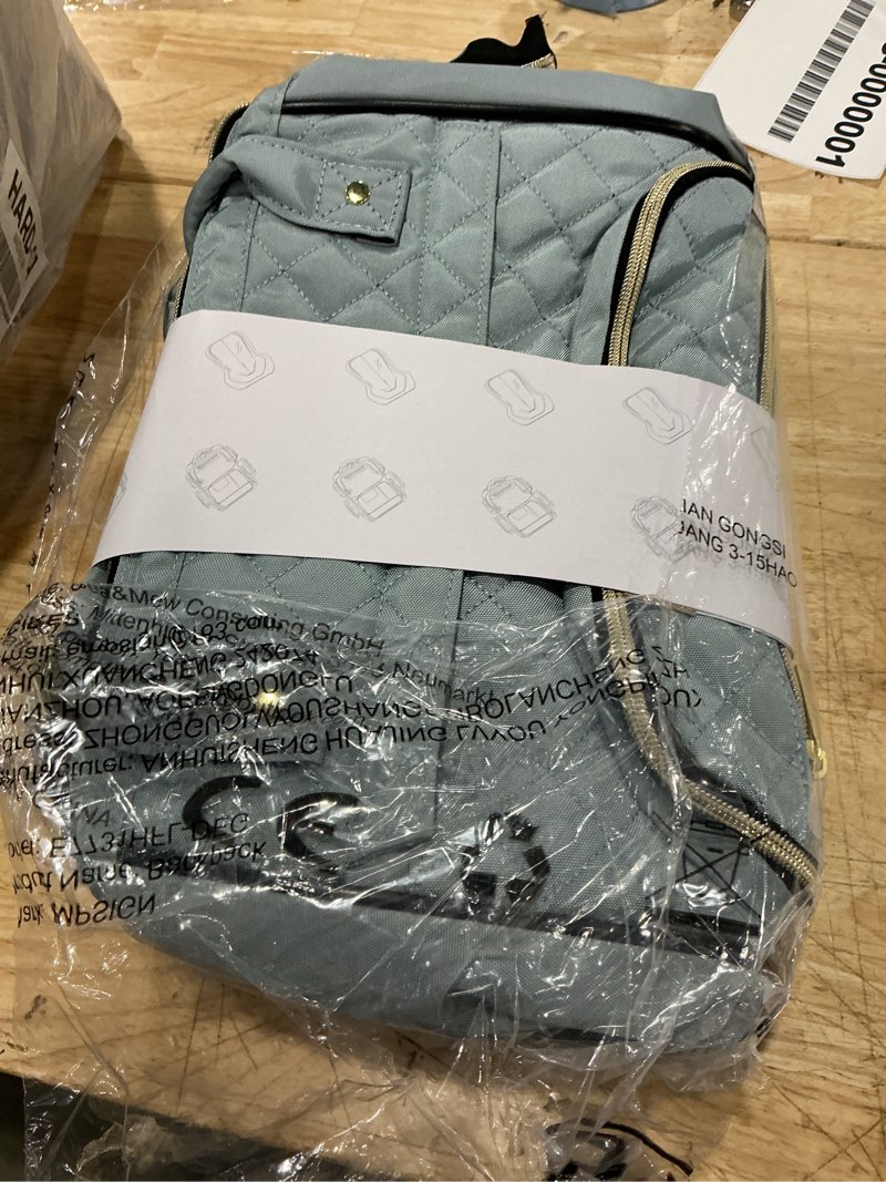 Condition photo showing Good Condition for empsign 17 inch laptop backpack for women, work business travel computer college bags, large capacity water-repellent quilted casual daypack with usb port, light blue 17 inch quilted light blue
