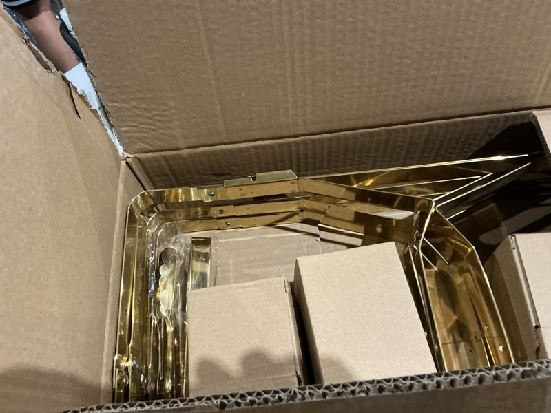 Condition photo showing As Is for alpha livichafing dish full set – stainless steel catering chafer with lids, pans & fuel holders – buffet food warmers for parties, events & weddings – gold frame