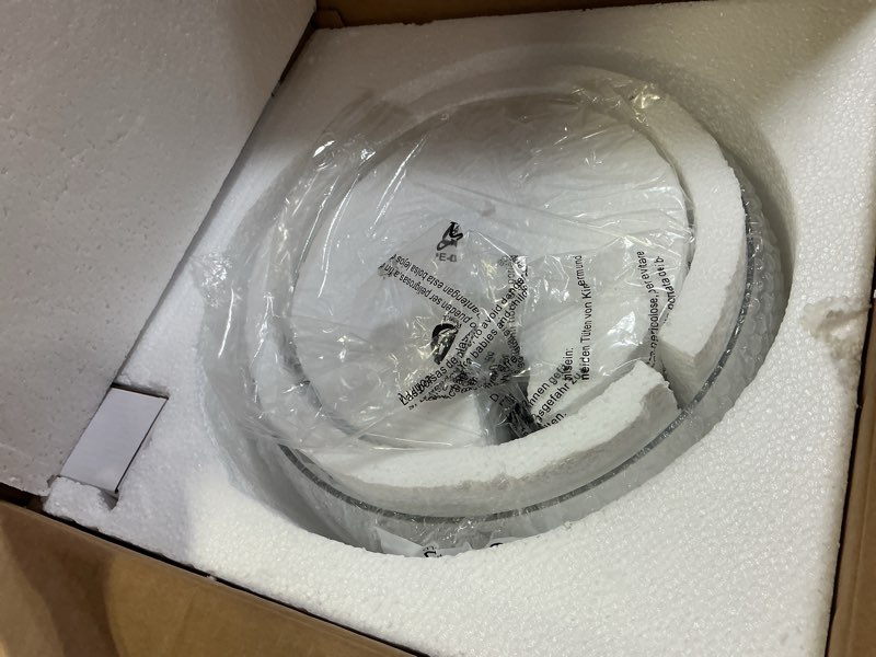 Condition photo showing New/Like New for WUZUPS Chandelier Rustic Farmhouse Industrial Round Semi-flushmount Ceiling LED Light Fixture with Clear Glass Shades for Bathroom Kitchen Foyer Entryway, H 11.8" x W 13.4", E26 Base, Black Ceiling Light, Black, 1-Light