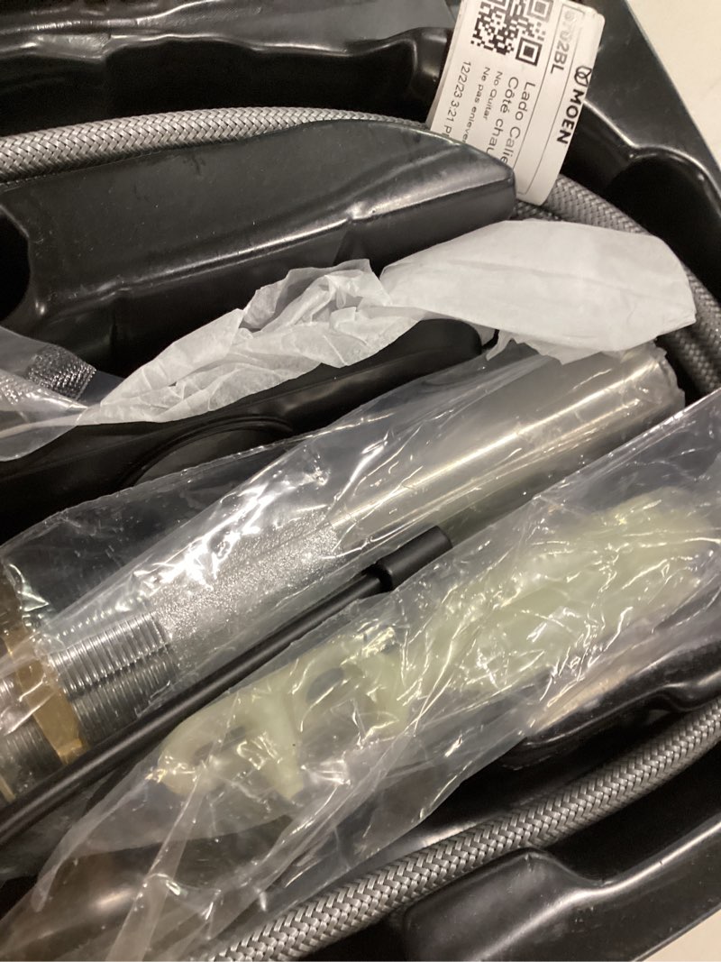 Condition photo showing Good Condition for Moen Genta LX Matte Black One-Handle Single Hole Modern Bathroom Sink Faucet with Optional Deck Plate for 3-hole Sinks, Waterfall Bathroom Faucet, 6702BL