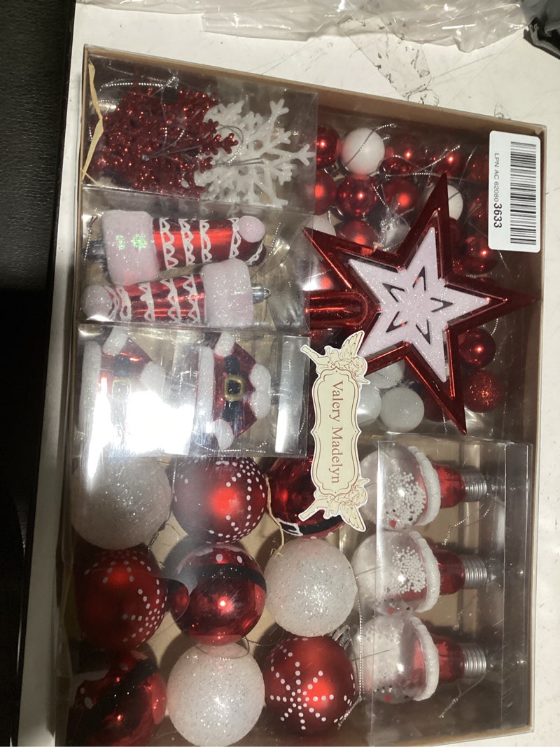 Condition photo showing New/Like New for Valery Madelyn Christmas Ornaments Set, 70ct Red and White Shatterproof Christmas Tree Decorations Ball Ornaments Bulk, Traditional Decorative Hanging Ornaments for Xmas Trees Holiday Party Decor