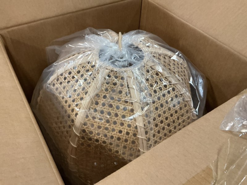 Condition photo showing As Is for Arturesthome Indoor Hanging Ceiling Light Fixture, Hand Woven Vintage Lotus Flower Pendant Lamp Chandelier for Kitchen Living Room Bedroom D 15.7?*9.8? 15.7? * 9.8?