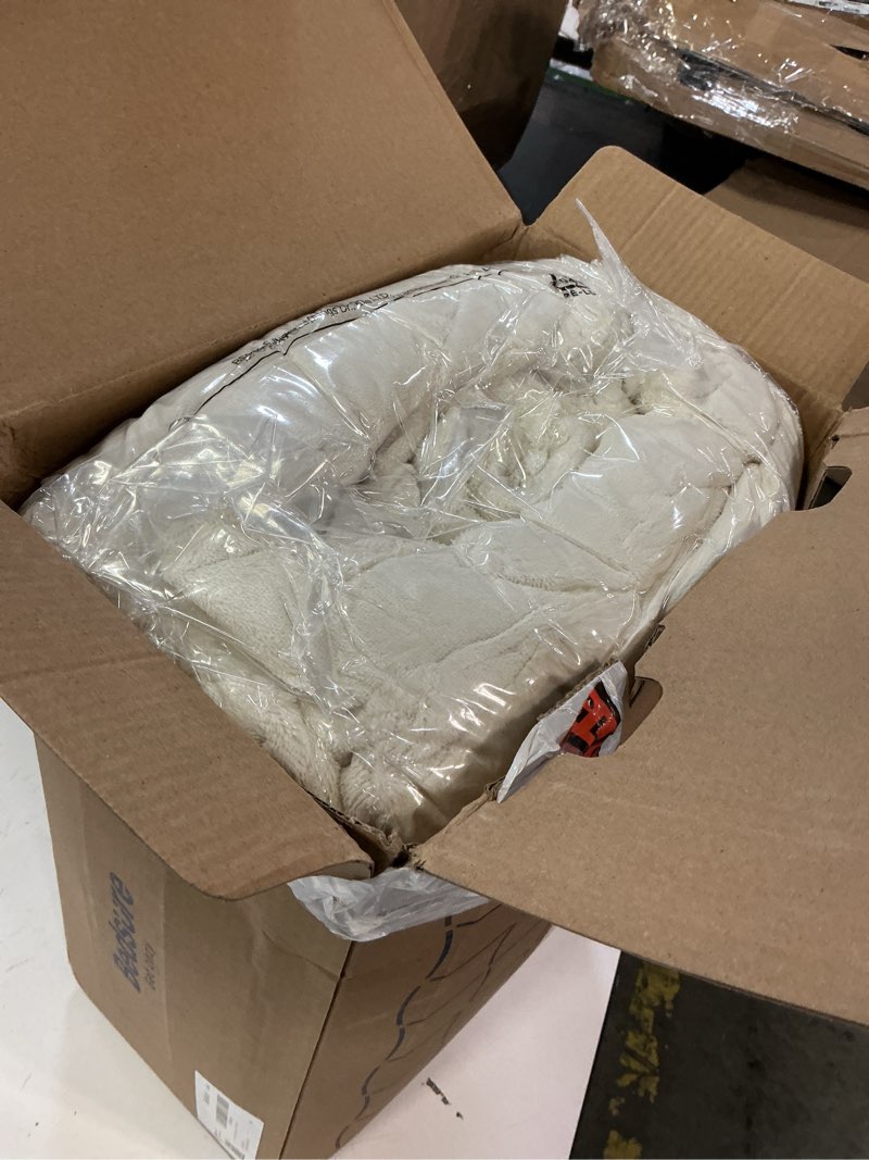 Condition photo showing New/Like New for Bedsure Faux Fur Duvet Cover King Size - Beige Fluffy Duvet Cover Set, Soft and Cozy Shaggy Bedding Comforter Cover, Winter Warm Luxury Fuzzy Bed Set 3 Pieces, 1 King Duvet Cover and 2 Pillowcases King (104" x 90") 07 - Beige Stripe (No Comforter)