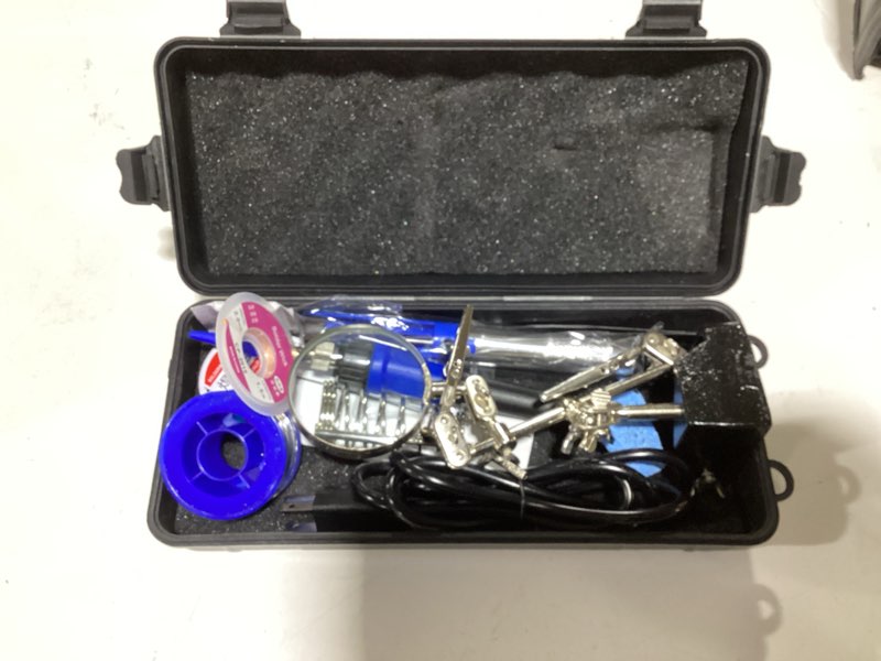 Condition photo showing New/Like New for Soldering Iron Kit, 100W High-Power LCD Digital Soldering Iron, Circuit Board Repair Soldering Kit with Magnifying Glass Helping Hands, Adjustable Temperature Solder Welding Tools Blue (12-in-1 Soldering Iron Kit)